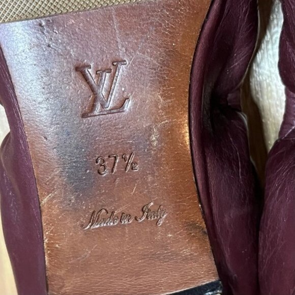 Louis Vuitton Python Elba Flats Burgundy Leather Ballet Shoes - Picture 11 of 11